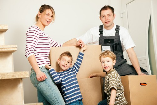 Furniture and boxes prepared for transport by a Crystal Palace van service