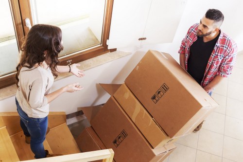 Packed boxes and furniture for a cubic-yard estimate