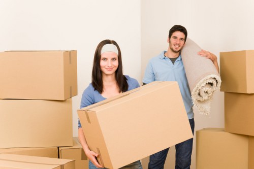 Packed boxes and home removal items ready for collection
