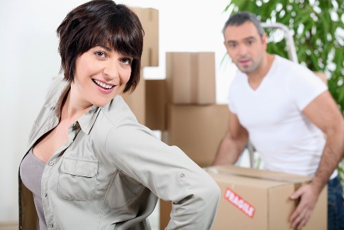 Van loading process with secured items and careful handling